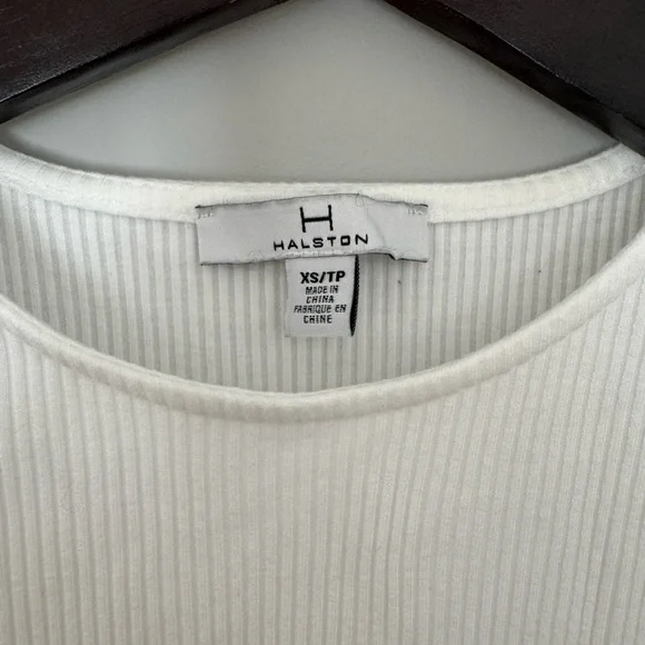 Halston Ribbed White Tank Top - Picture 3 of 4